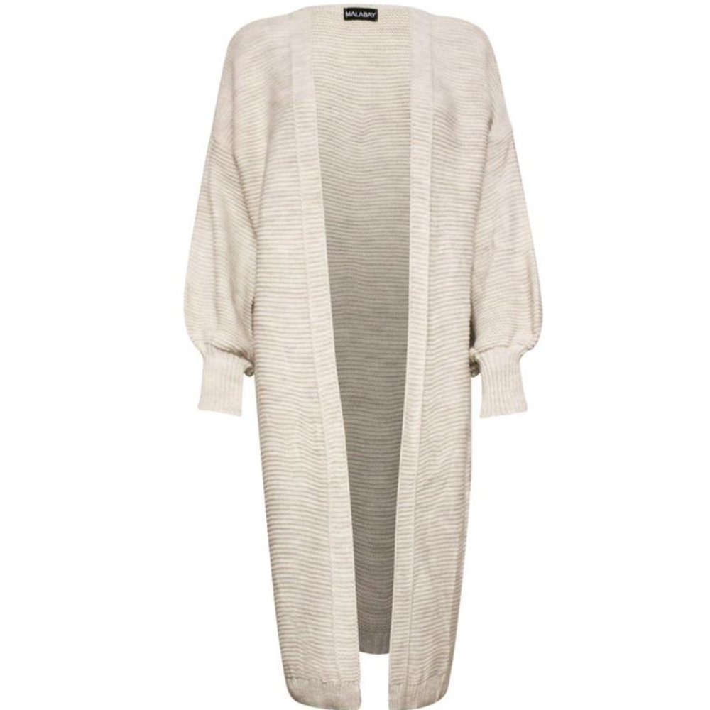 CREAM LONGLINE KNITTED CARDIGAN